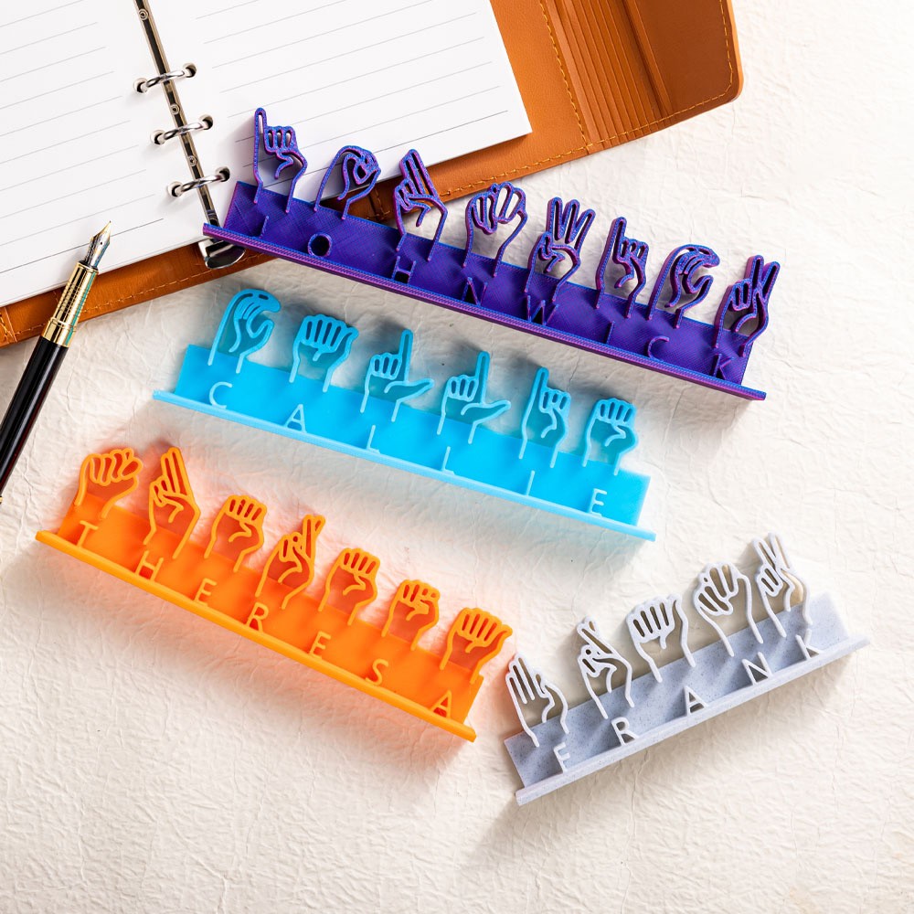 Custom 3D Printed Multicolor ASL Teacher Nameplate, Sign Language Teacher Name Sign, Office Desktop Decor, Appreciation Gift for Teacher/Therapist
