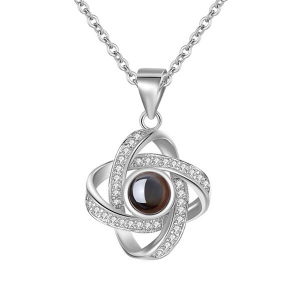 Lucky Four Leaf Projection Necklace & 100 Languages Photo for Her