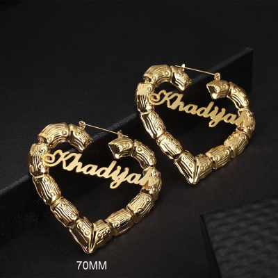 Boucles d'oreilles personnalisées en forme de cœur en bambou