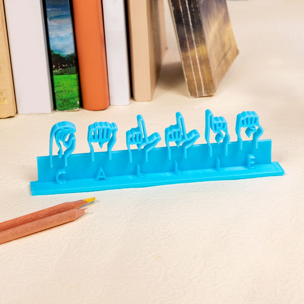 Custom 3D Printed Multicolor ASL Teacher Nameplate, Sign Language Teacher Name Sign, Office Desktop Decor, Appreciation Gift for Teacher/Therapist