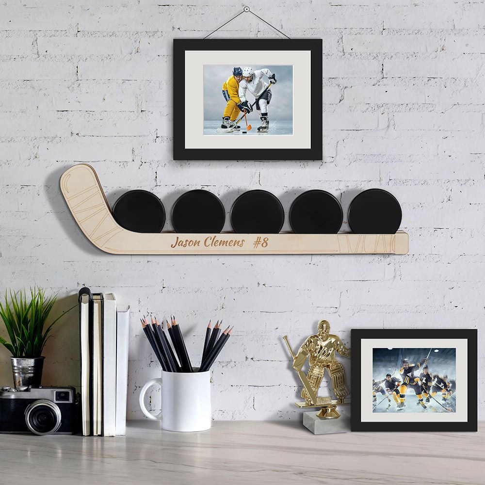 étagère à palets de hockey