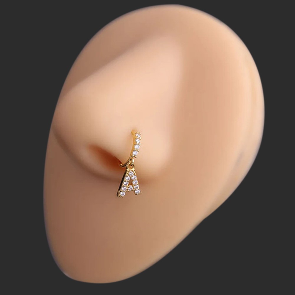 silver nose ring with initials