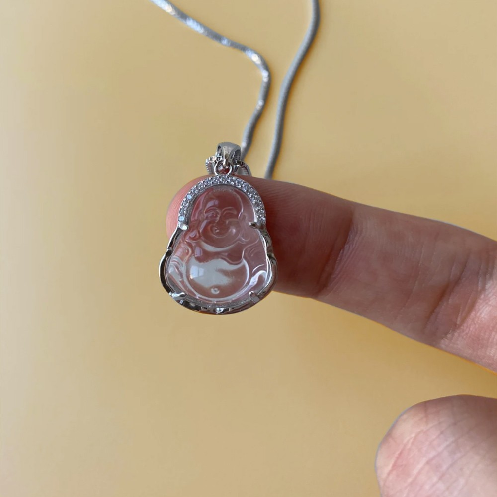 vitt buddha halsband