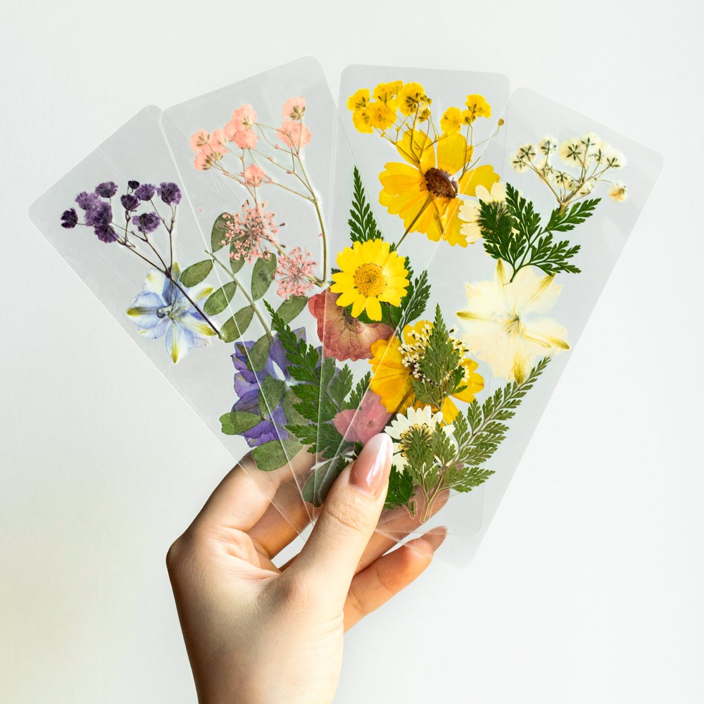Marcadores de flores coloridas Marcador floral prensado com flores secas reais, Marcador de página estético feito à mão para amigos livreiros