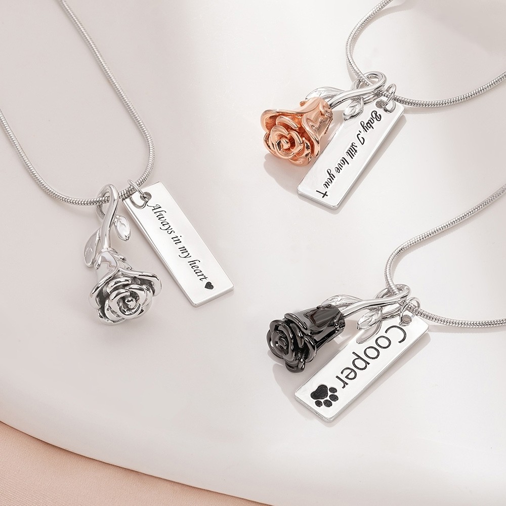 Rose Flower Urn Necklace