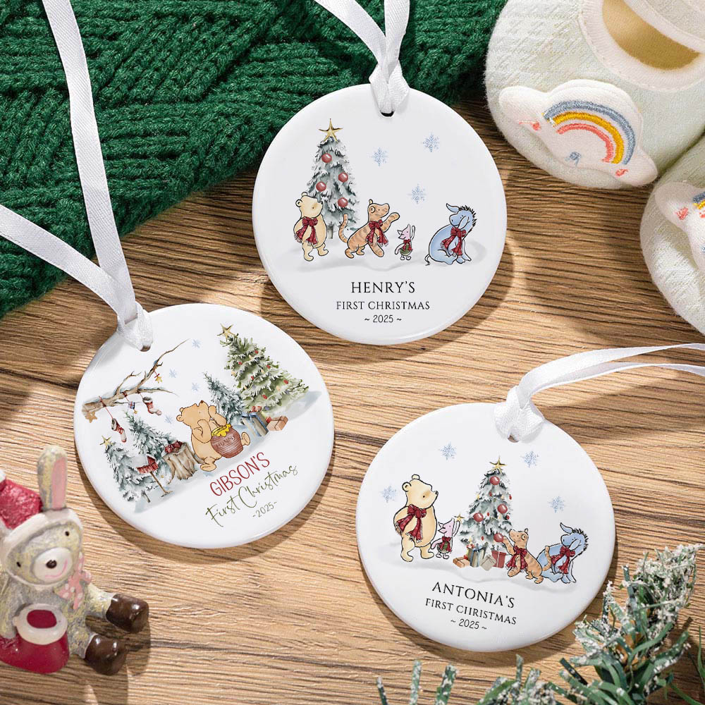 Personalized Classic Winnie the Pooh Baby's First Christmas