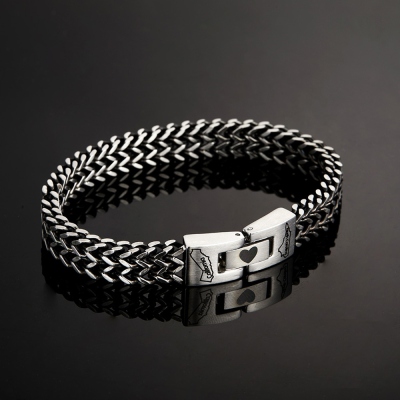 Personalized Engraved Double Names Bracelet, Custom Pattern Bracelet for Men, Birthday/Father's Day/Anniversary Gift for Couples/Husband/Friends