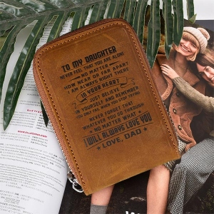 Personalized RFID Blocking Genuine Leather ID Card Wallet