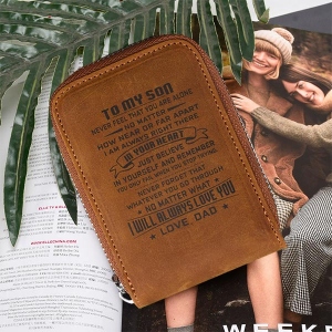 Personalized RFID Blocking Genuine Leather ID Card Wallet