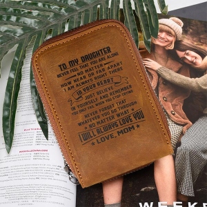 Personalized RFID Blocking Genuine Leather ID Card Wallet
