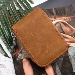 Personalized RFID Blocking Genuine Leather ID Card Wallet