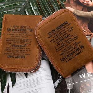 Personalized RFID Blocking Genuine Leather ID Card Wallet