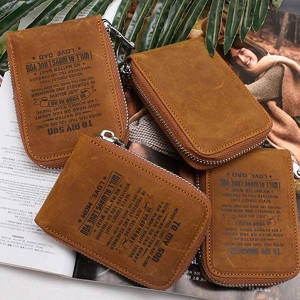 Personalized RFID Blocking Genuine Leather ID Card Wallet