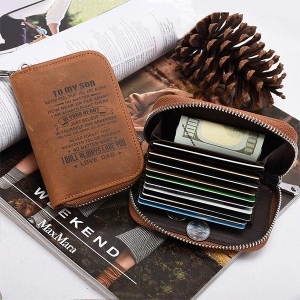 Personalized Leather Credit Card Holder Wallet