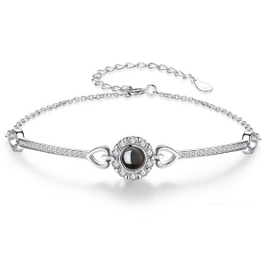 Memory Photo Projection Bracelet with 100 Languages Say I Love You