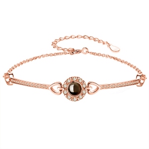 Love Memory Photo & 100 Languages Projection Bracelet Rose Gold