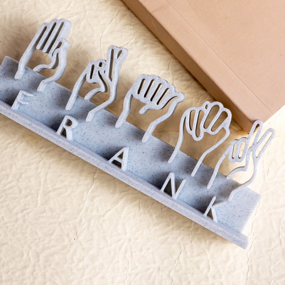 Custom 3D Printed Multicolor ASL Teacher Nameplate, Sign Language Teacher Name Sign, Office Desktop Decor, Appreciation Gift for Teacher/Therapist
