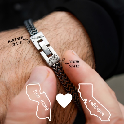 Personalized Engraved Double Names Bracelet, Custom Pattern Bracelet for Men, Birthday/Father's Day/Anniversary Gift for Couples/Husband/Friends