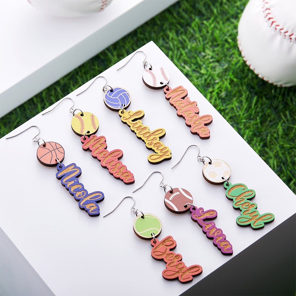 Custom Baseball Name Earrings