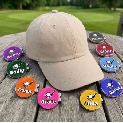 Personalized Name Golf & Tee Design Golf Ball Marker, Magnetic Hat Clip, Golf Accessories, Father's Day/Birthday Gift for Golf Lovers/Players/Coaches