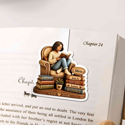 Personalized Name Faceless Cartoon Reading Boy Character Magnetic Bookmark Clip, Bookish Accessory, Birthday/Christmas Gift for Book Lovers/Readers