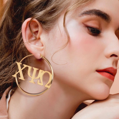 Personalized Greek Letters Sorority Hoop Earrings, New Sorority Member Earrings, Sorority Bid Day Gifts, Birthday/Graduation Gifts for Girls/Friends