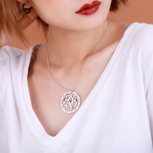 Personalized Family Tree Birthstone Necklace in Gold