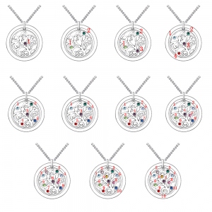 Personalized Family Tree Birthstone Necklace in Gold