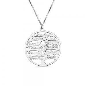 Personalized 1-13 Names Tree of Life Family Tree Necklace, Mother's Day Birthday Gift for Mom Grandma
