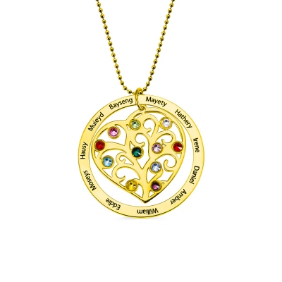 Personalized Family Tree Birthstone Necklace in Gold