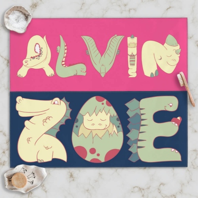 Custom Dinosaur Font Name Towel, High Absorbent and Soft Baby Towels, Polyester Baby Towel, Gift for Newborn/Infants/Kids