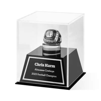 Custom Engraved Championship Ring Display Case Acrylic for Fantasy Football Baseball Softball Ring
