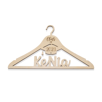 Personalized Name Graduation Hanger, Wooden Hanger with Graduation Cap, Class of 2023, Graduation Gift, Graduation Keepsake, Gift for Graduates