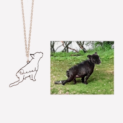 Collier personnalisé avec photo de silhouette de race de chien avec nom, collier photo pour animal de compagnie, bijoux commémoratifs pour animaux de compagnie, cadeau pour femmes/filles/famille/amoureux des animaux de compagnie