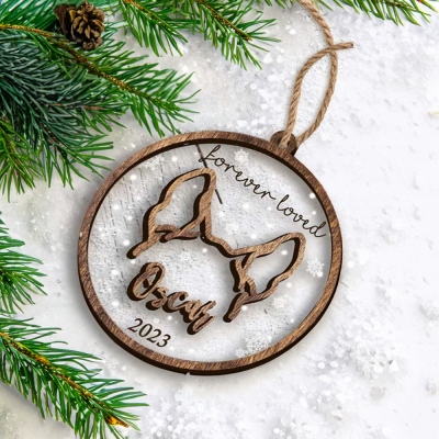 Ornement commémoratif personnalisé d’oreille de chien, ornement en bois personnalisé, décor d’arbre de Noël, accessoires pour chiens, cadeau commémoratif de chien, cadeau pour amoureux des animaux de compagnie/maman de chien