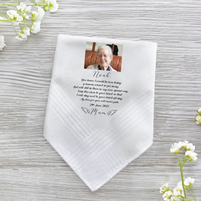 Mouchoir commémoratif personnalisé avec photo des membres de la famille décédés, mouchoir de mémoire aimant le souvenir, cadeau pour la mariée/le marié