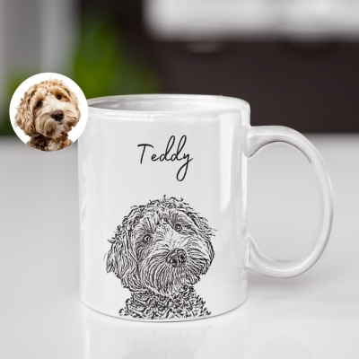 Anpassad husdjursmugg i keramik med foto och namn, personligt husdjursporträtt kaffekopp, födelsedags-/julpresent till husdjursälskare/husdjursmamma och pappa