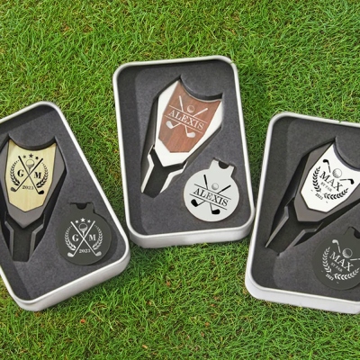 Personalized Golf Divot Repair & Ball Marker Set, Custom Monogram Golf Divot Tool, Golf Accessory, Best Man Golf Gift, Gift for Dad/Boyfriend/Player