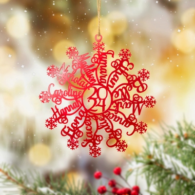 Personalized Names Snowflake Ornament, Acrylic Christmas Ornament with Family Names, Christmas Tree Hanging Decor 2025, Christmas Gift for Family