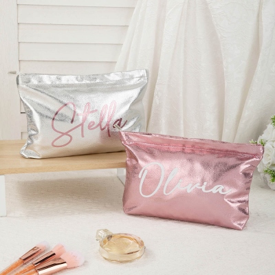 Personalized Name Glitter Makeup Bag, Travel Toiletry Pouch, Bachelorette Party Favor, Bridesmaid/Wedding Gift