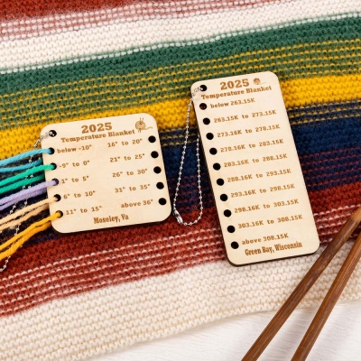 Custom City Name Temperature Blanket Color Chart, Reuseable Wood Card, Color Card for Crochet Blanket, Knitting Acessories, Gift for Knitting Lovers