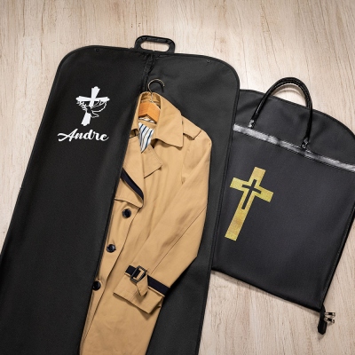 Personalized Cross Pastor Garment Bag with Name, Waterproof & Dust-Proof Clergy Apparel Bag with Handle, Christian Travel Accessory, Gift for Pastors