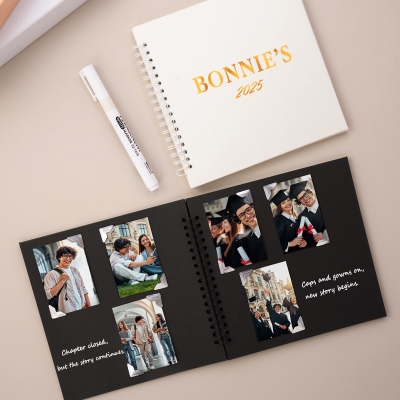 Personalized Graduation DIY Photo Guestbook with Ballpoint Pen & Stickers, Graduation Party Decor, Student Message Memorial Book, Gift for Graduates