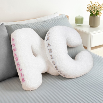 Custom Embroidered Name Patched Letter Pillow, Plush Stuffed 3D Alphabet Pillow, Nursery Decor, Baby Shower/Birthday Gift for Newborns/Toddlers/Kids