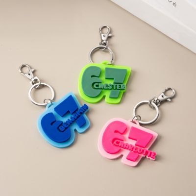 Personalisierter Schlüsselanhänger „67 Six Seven“ mit Namen, 3D-gedruckter Schlüsselring, Rucksackanhänger, Geburtstags-/Weihnachtsgeschenk für Kinder/Jugendliche/Meme-Fans