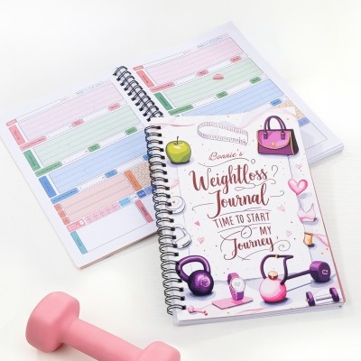 Personalized A5 Weight Loss Diary, Customized Name Exercise Progress Book, Gym Planner, Gift for Weight Loss and Fitness People