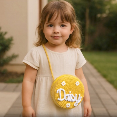 Personalized Name Daisy Straw Bag, Toddler Summer Crossbody Bag, Flower Girl Favor, Gift for Girls/Daughter/Kids