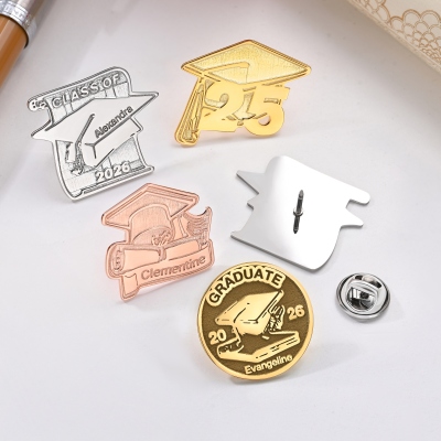 Custom Name Engraved Graduation Lapel Pin, High School/College Class of 2026 Brooch, Graduation Keepsake, Gift of Graduates/Students/Classmates