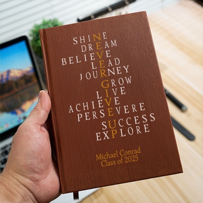 Personalized Never Give Up Motivational Quote A5 Notebook with Name, Hardcover Journal for School/Office, Gift for Graduates/Colleagues/Employees