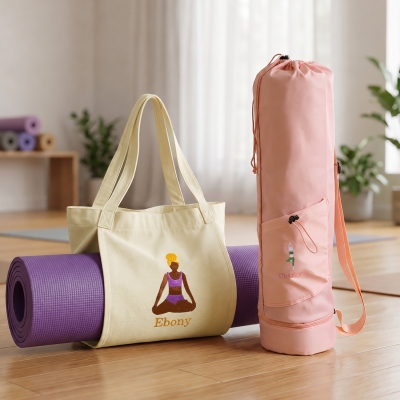 Custom Name Embroidered Yoga Pilates Pose Large Capacity Yoga Mat Bag, Portable Pilates Accessory, Birthday Gift for Yoga Lovers/Pilates Enthusiasts